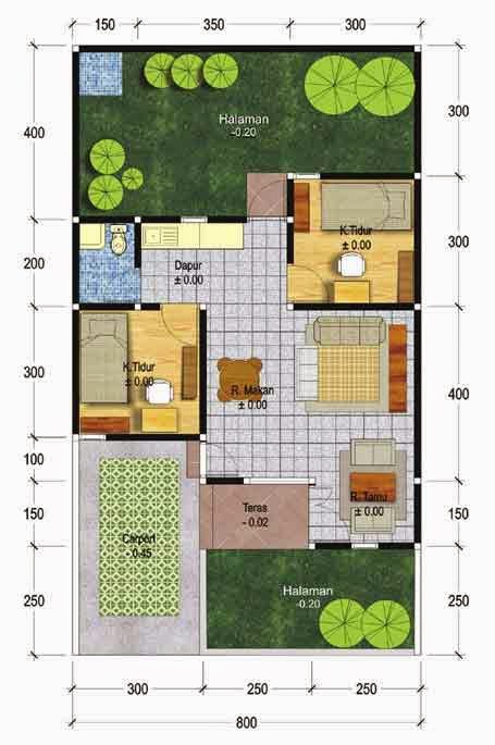 5 Contoh Denah  Rumah  Minimalis  Type  45  Desain Rumah  