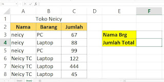 Rumus Excel Menghitung Jumlah Berdasarkan Nama atau Data