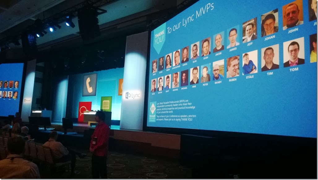 So cool! Featured at the keynote screen together with the other MVP's #Lyncconf14 #MVPbuzz