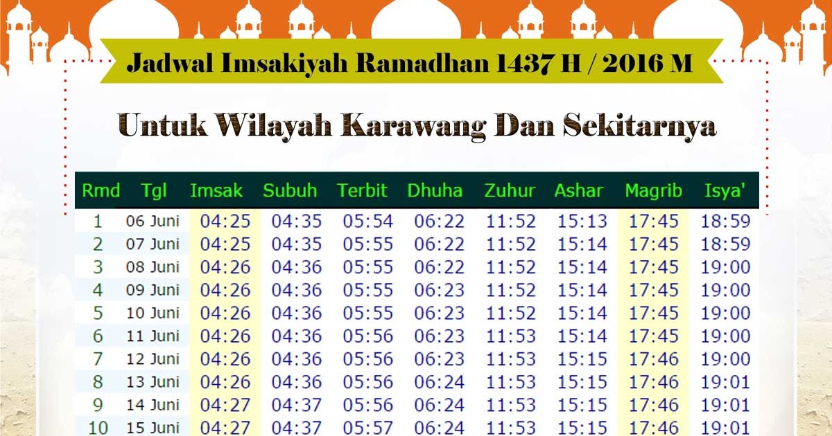 Jadwal Imsakiyah Karawang 1437 H 2016 M  Mewarnai Gambar