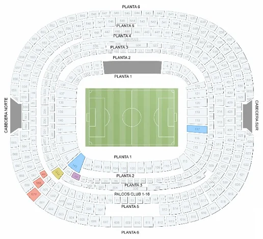 Estadio Azteca Mapa de zonas America vs Pumas