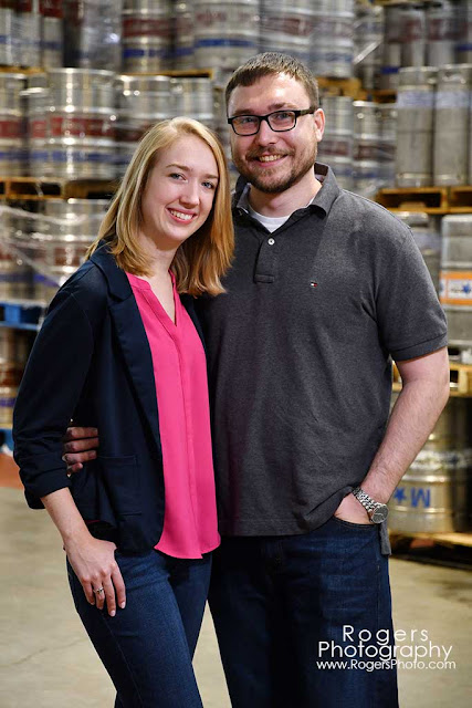 Stony Creek Brewery beer kegs made for a great backdrop for an engagement shoot.