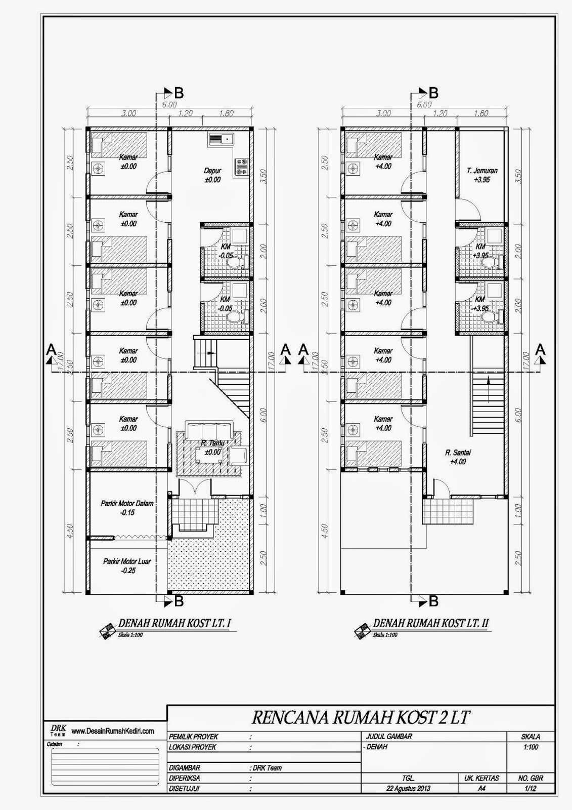 LT2 09 Rumah Kos Minimalis Candra Kirana Kota Kediri Jasa Desain
