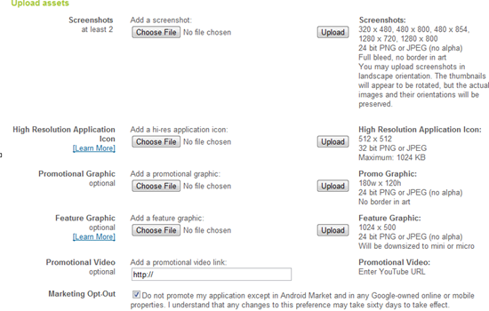 publish app android market