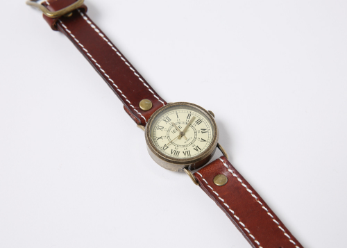 Contrast-Stitched Analog Pleather Wristwatch