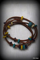 LoveLea's leather 4 wrap bracelet/2 wrap choker, wooden beads