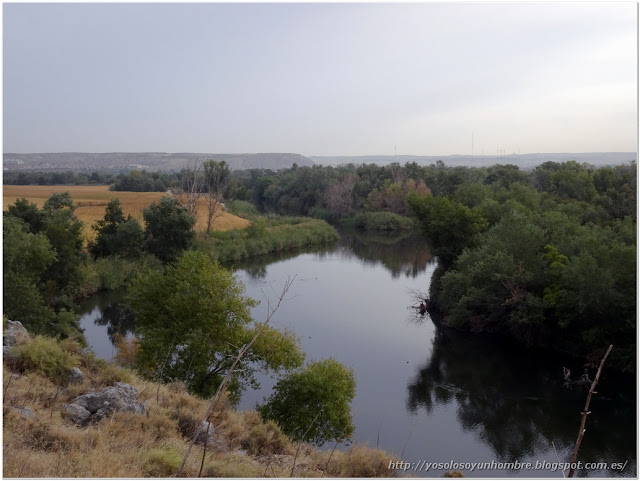 A la izquierda el Manzanares vertiendo sus aguas al Jarama