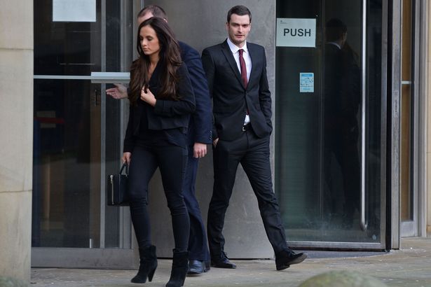 Case: Former Sunderland and England footballer Adam Johnson and his girlfriend Stacey Flounders, leaving Bradford Crown court, in West Yorkshire