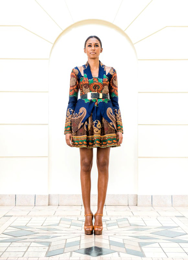 Taibo Bacar's F/W 2013 lookbook -African print style dress- blazer