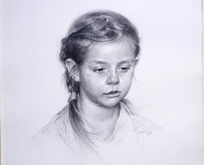 PORTRAIT OF A GIRL WITH BRAIDS, 2021 painting Vladimir Volegov