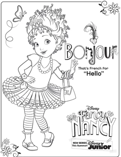 Disney Junior Fancy Nancy Coloring Sheet Bonjour