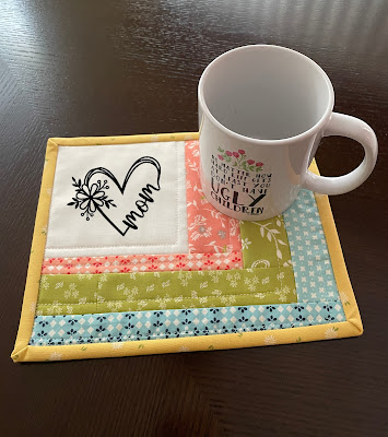 Scrappy Quilted Mug Rug, Fabric Coaster, QAYG