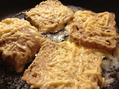 eggy cheese bread frying