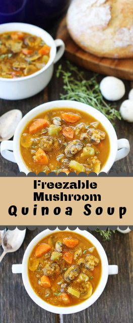 Freezable Mushroom Quinoa Soup Dinners