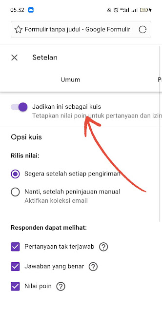 setelan sebagai kuis google form untuk ulangan online