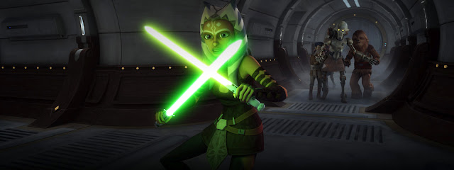 Ahsoka is a John Woo fan, judging from the two-weaponed approach.