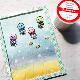 Sunny Studio Stamps: Magical Mermaid Suspended Shaker Mermaid Card by Amy Yang