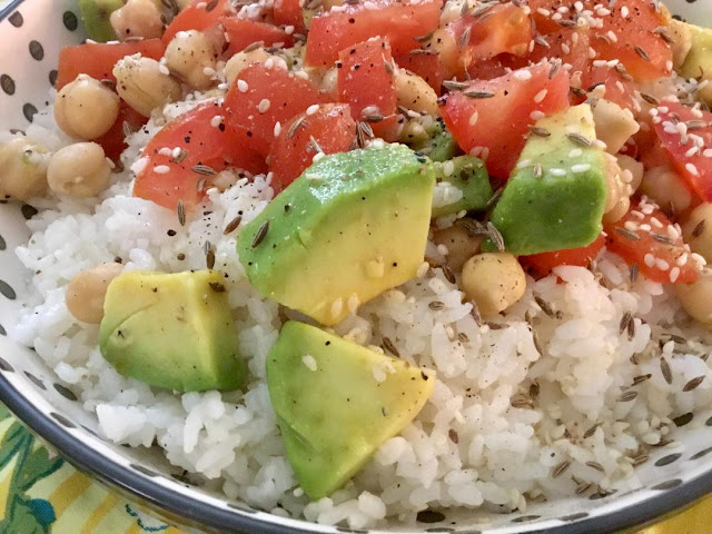 Rice, Avocado, and Chickpea Salad