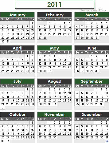  Printable calendar 2011 Design Free 