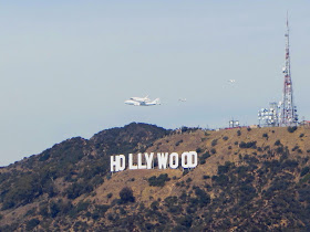 Space Shuttle Endeavor Flies over the Hollywood Sign