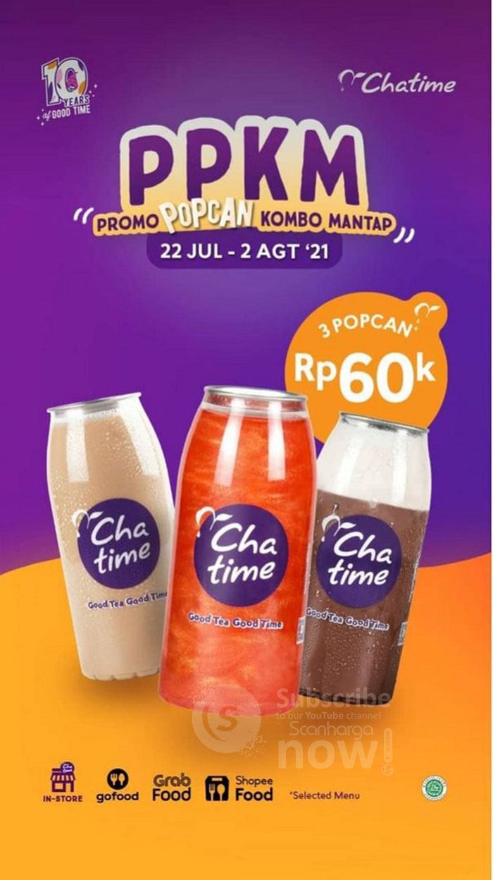 Promo Chatime PPKM (Promo Popcan Kombo Mantap) Beli 3 Harga hanya 60K