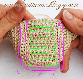 schema scarpa in cotone all'uncinetto