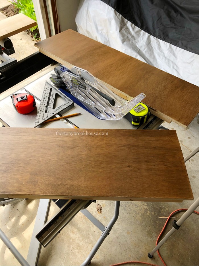 Staining Floating Shelf pieces