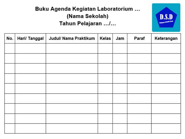 buku agenda kegiatan laboratorium sekolah