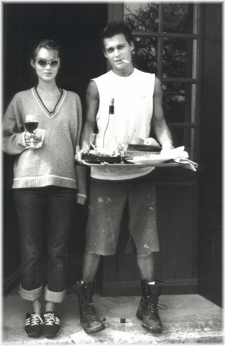 johnny depp younger years. johnny depp and kate moss in