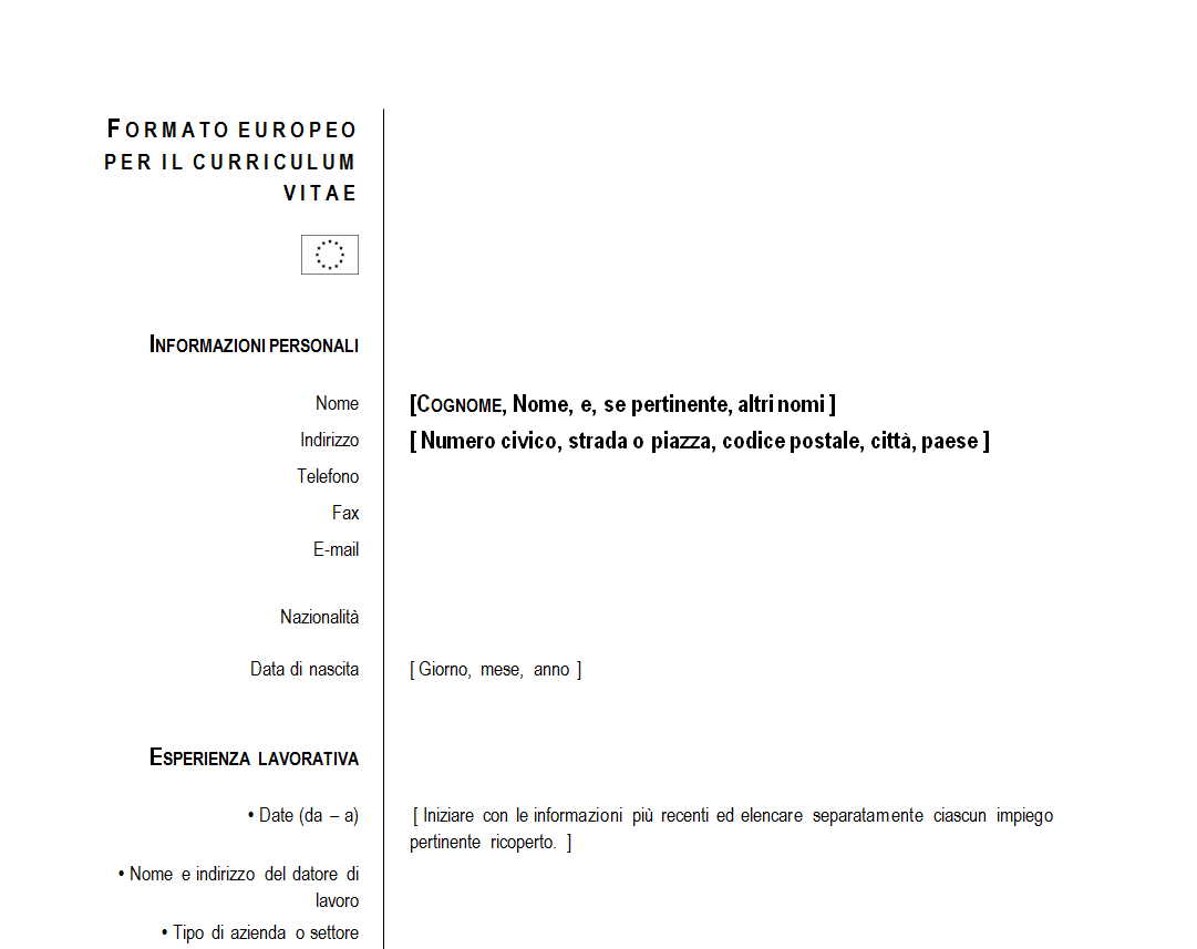 Curriculum Vitae (CV) Europeo download