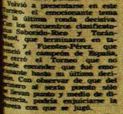 Recorte del artículo de Jorge Puig sobre el II Torneo Internacional de Ajedrez de Avilés 1948