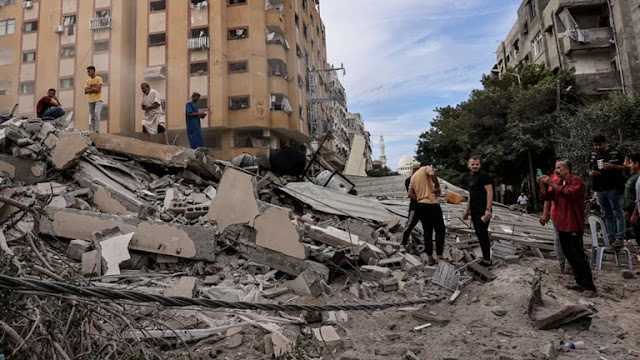 Faixa de Gaza após bombardeios israelenses em reação a ataque do Hamas no dia 7 de outubro de 2023 — Foto: Mohammed Abed/AFP