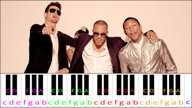 Blurred Lines by Robin Thicke ft. T.I., Pharrell Piano / Keyboard Easy Letter Notes for Beginners