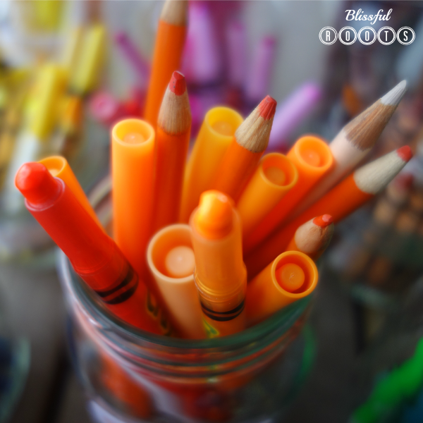 Organizing Art Supplies By Color from Blissful Roots