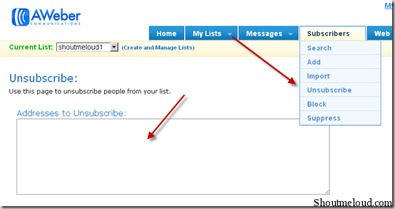 musttipstricks.blogspot.com How to Unsubscribe Any Email address from Aweber Mailing List