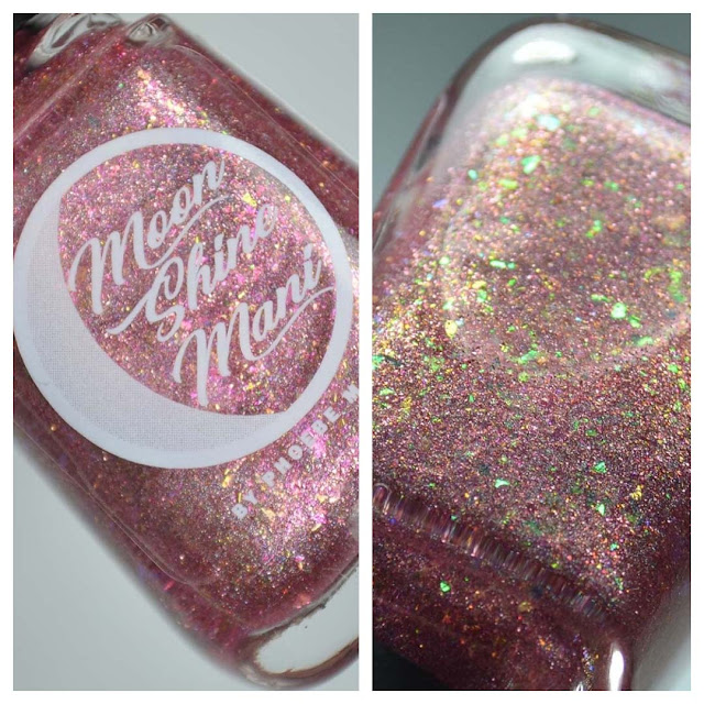 pink flakie nail polish in a bottle