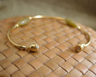 gold plated and shell bead bracelet with magnetic clasp