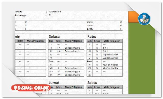 Aplikasi Jadwal Pelajaran Kelas Otomatis Tahun 2016-2017