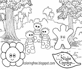 Flower area Tombliboos kids colouring in the night garden Haahoos easy sketching ideas for beginners