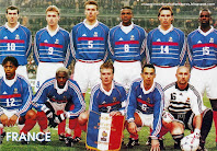 SELECCIÓN DE FRANCIA - Temporada 1997-98 - Zidane, Guivarch, Blanc, Desailly, Boghossian y Thuram; Diomède, Ba, Deschamps, Djorkaeff y Barthez - FRANCIA 1 (Zidane), ESPAÑA 0 - 28/01/1998 - Partido amistoso - Paris (Francia), estadio de Francia en St. Denis