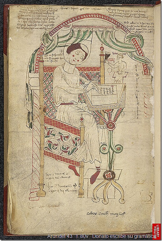 Arundel 43   f. 80v   Donato escribe su gramática