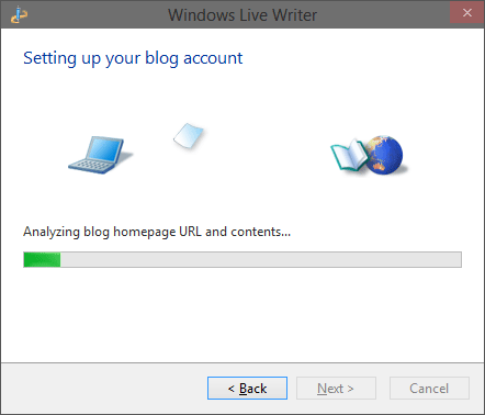 Live Writer is Setting up Blog