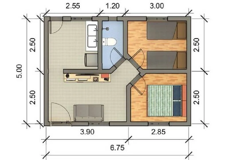 Plantas de Casas com 2 Quartos