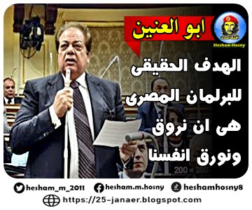  محمد أبو العينين   أمام البرلمان : الهدف الحقيقى للبرلمان المصرى هى ان نروق ونورق انفسنا