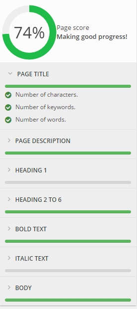 Webtexttool realtime SEO suggestions in wordpress