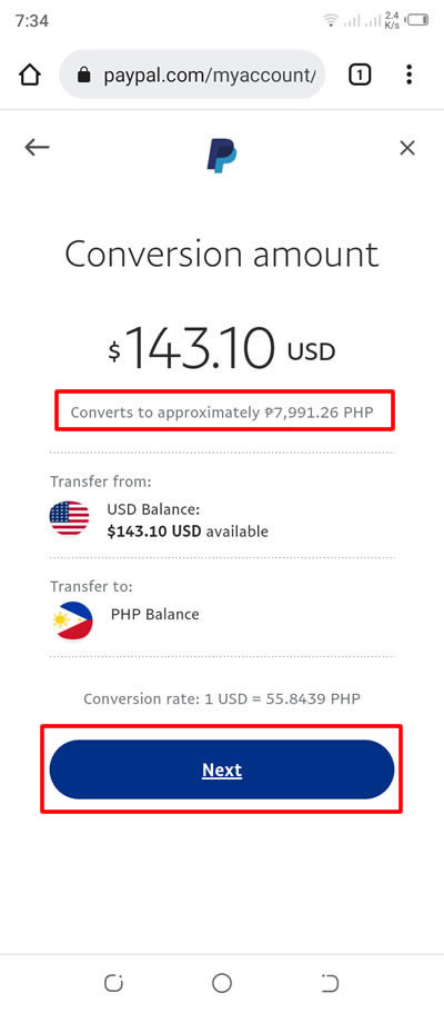 approximation amount conversion usd to php