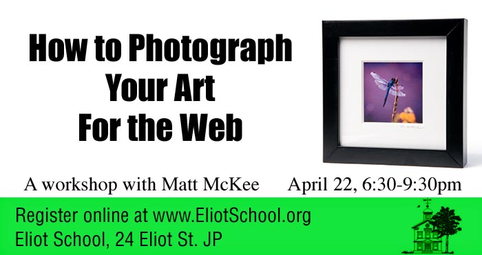 How to photograph your artwork for the web workshop at the Eliot School