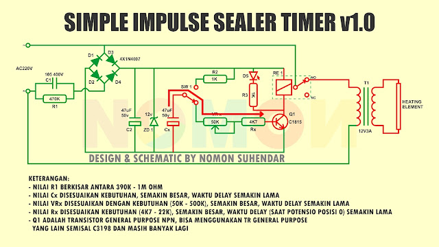 skema timer alat press plastik, skema timer impulse sealer, skema timer sealer plastik