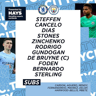 Line Up Chelsea vs Manchester City