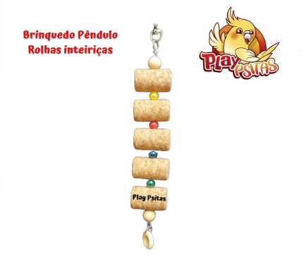 Brinquedo Pêndulo Rolhas Inteiriças. Ideal para calopsitas, agapornis, aves em geral